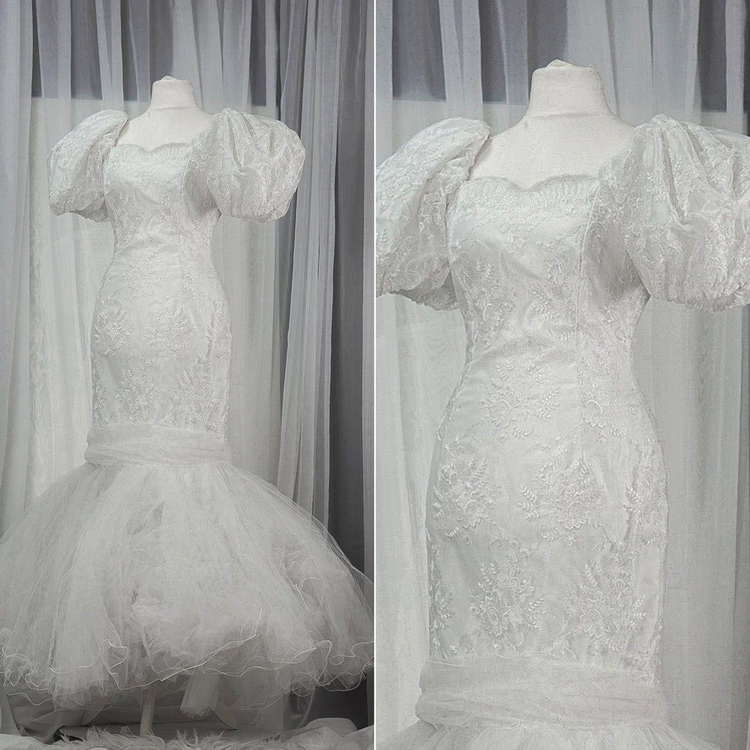 Romantic Wedding Dress with Floral Ornament - In Stock